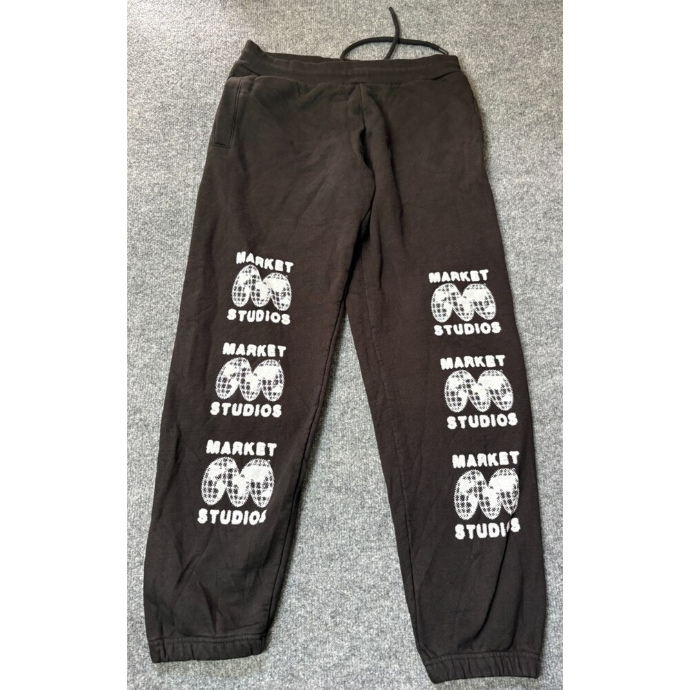 Market Studios Sweat Pants Mens Medium Black Drawstring Rare